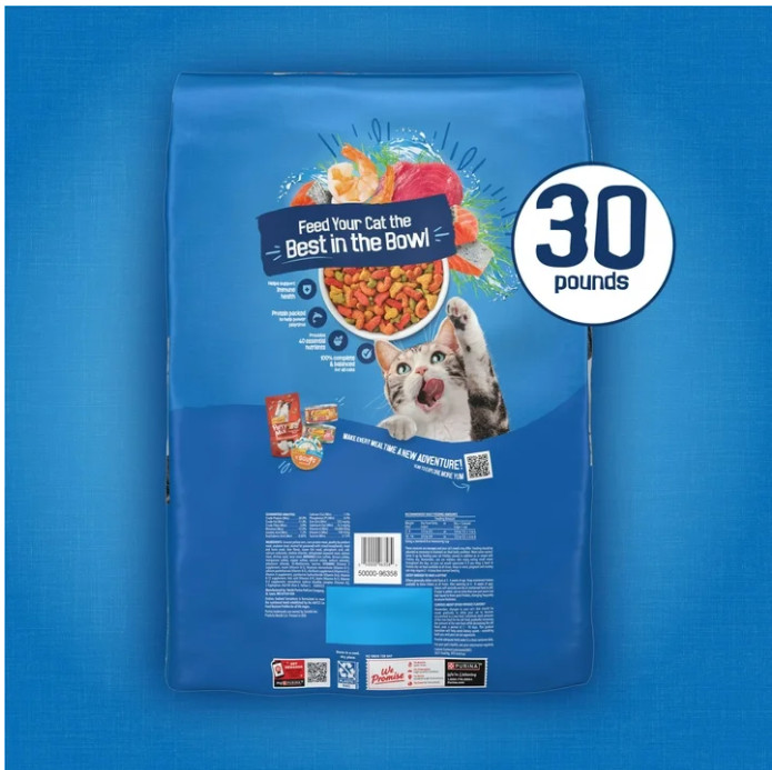 (3 pack) Purina Friskies Dry Cat Food Seafood Sensations With Salmon, Tuna 30 lb