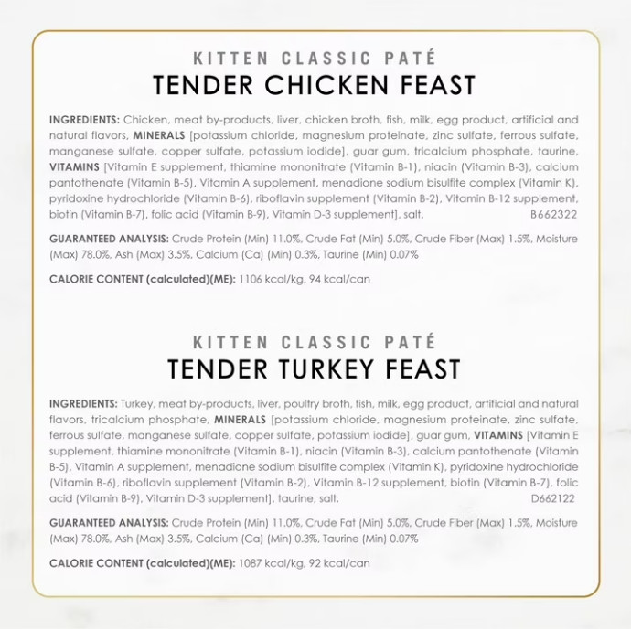 2 Box Fancy Feast Kitten & Cat Food, Classic Pate Collection w Milk, 24 ct Box