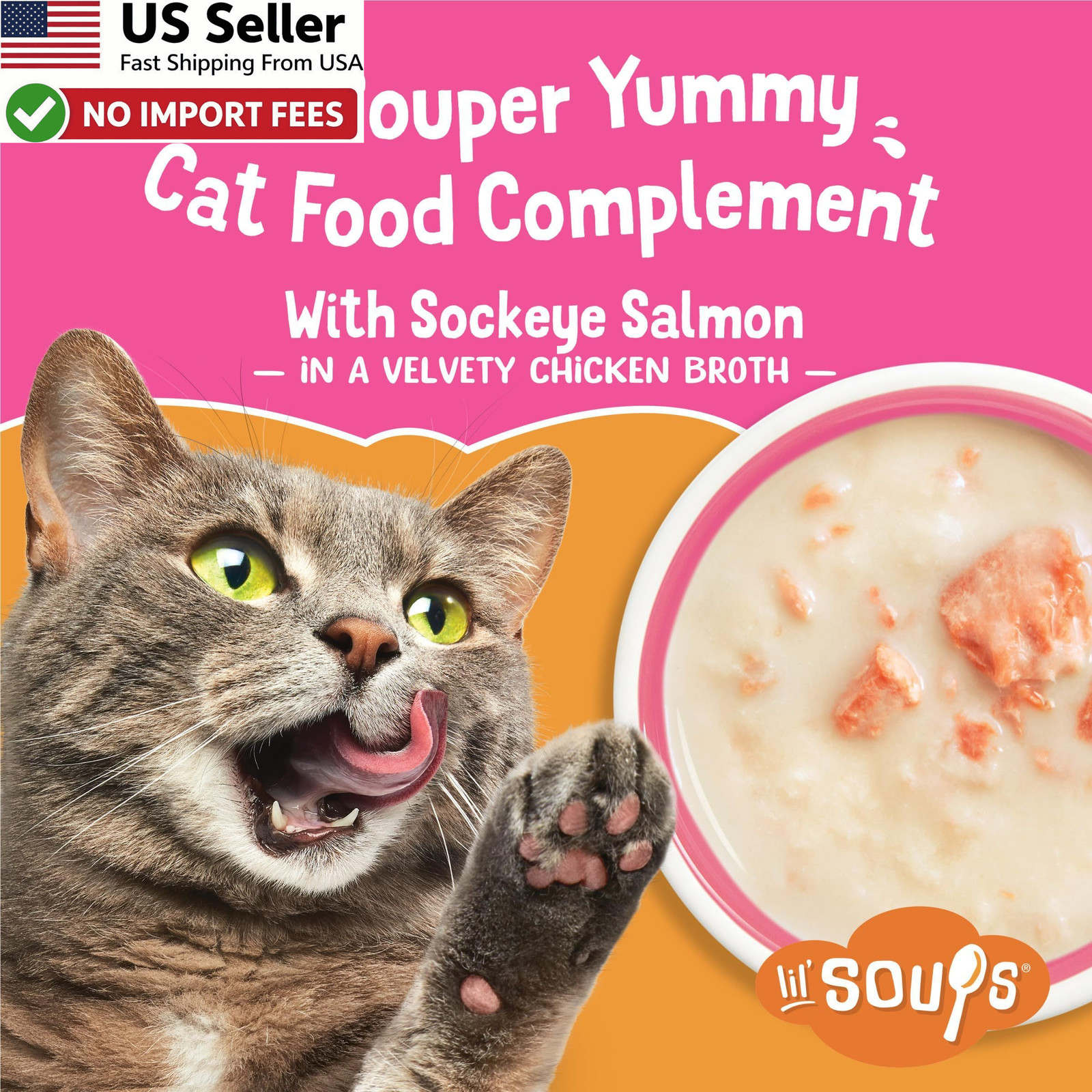 Purina Friskies Lil Soups Salmon Cat Food Topper 1.2 oz Cups 8 Pack FROM USA