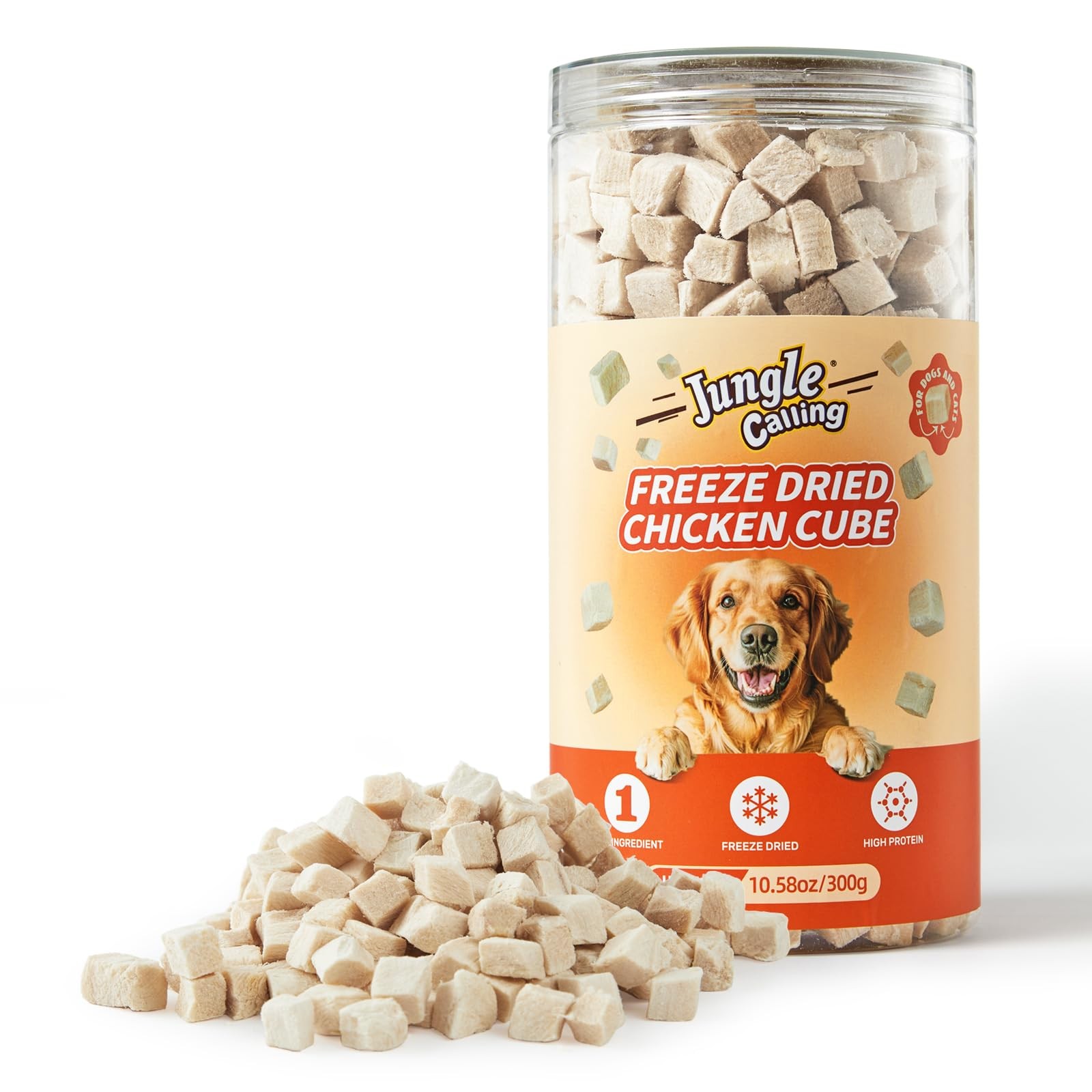 Jungle Calling Freeze Dried Chicken Cat & Dog Treats, Single Ingredient Bites