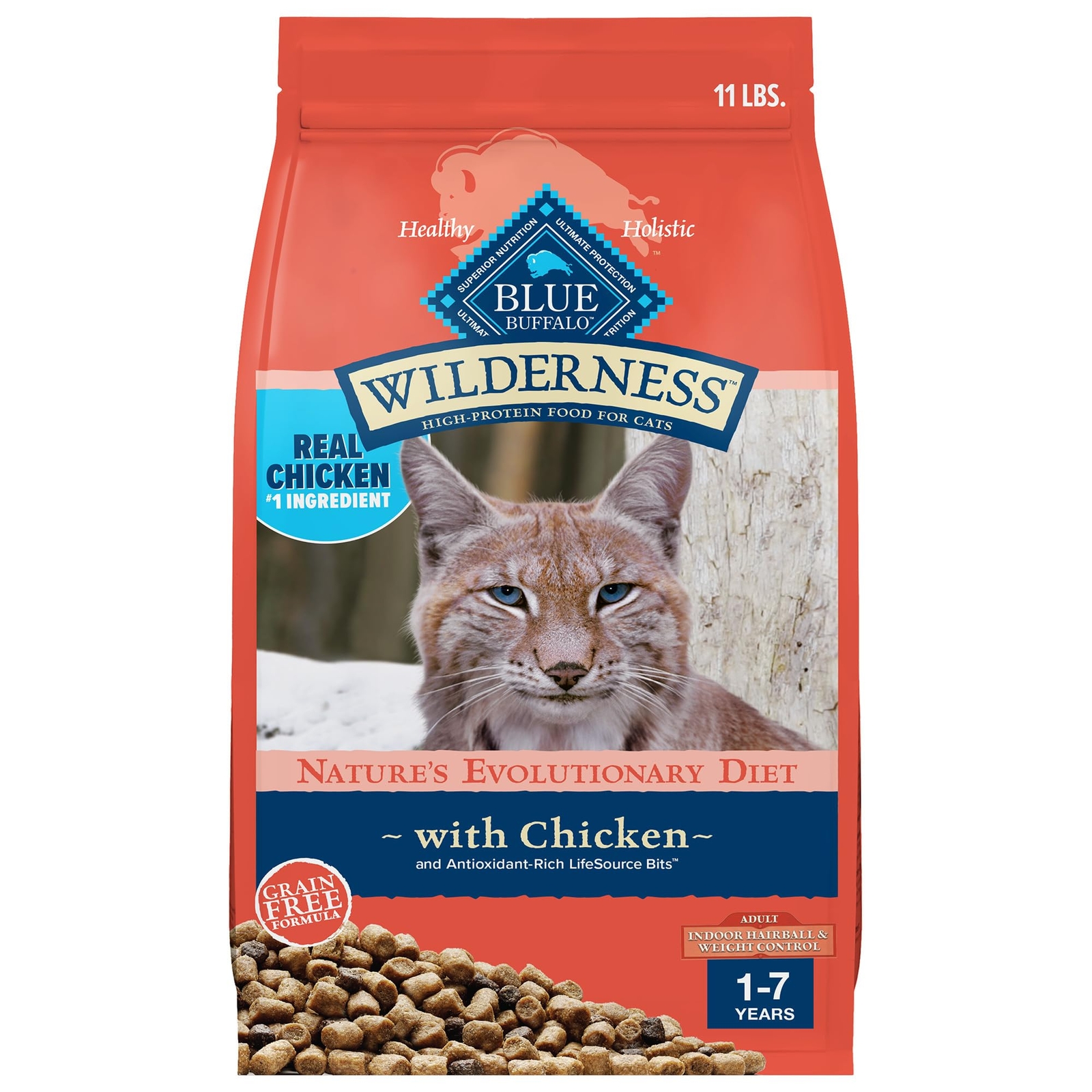 Blue Buffalo Wilderness Indoor Cat Food Hairball Control Weight Control 11 lb