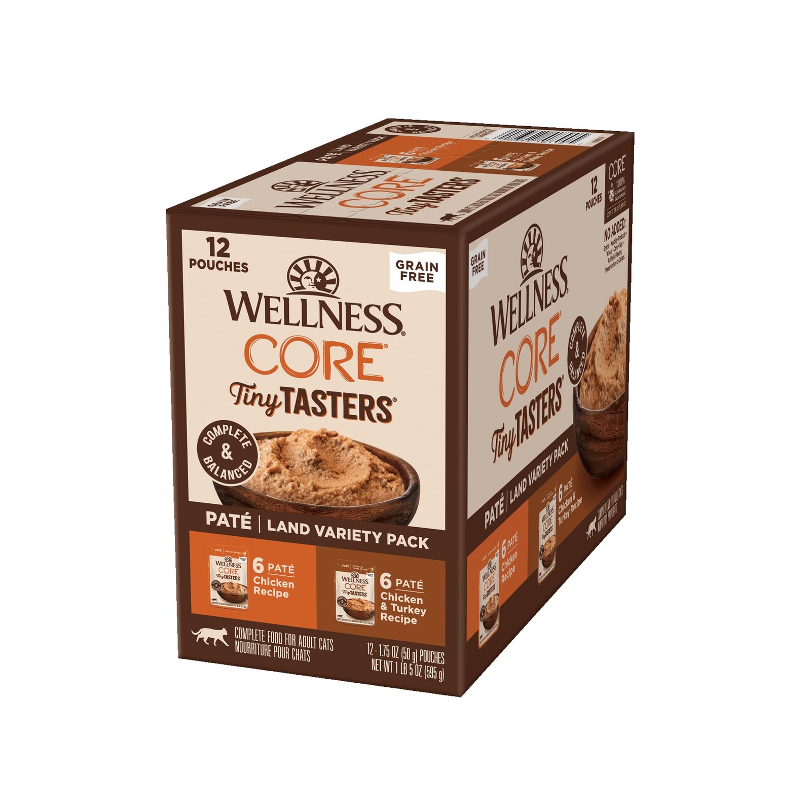 Grain-Free Protein-Rich Wet Cat Food Pate, 1.75-Oz Pouches, 12-Pack