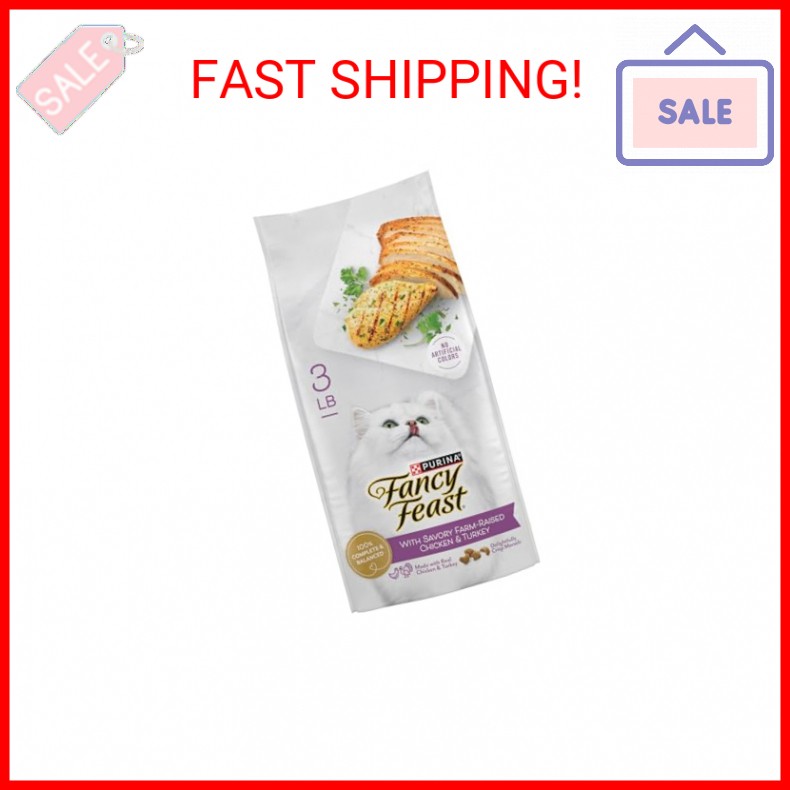 Purina Fancy Feast Dry Cat Food with Savory Farm-Raised Chicken and Turkey – 3 l