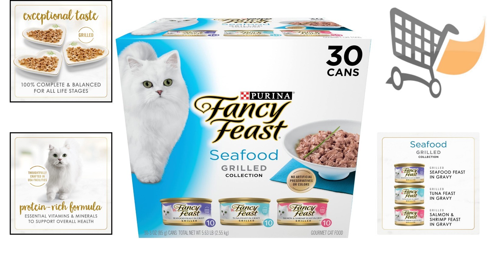 Wet Cat Food Seafood Variety Pack 30 Cans 3 oz High-Quality Complete Nutrition