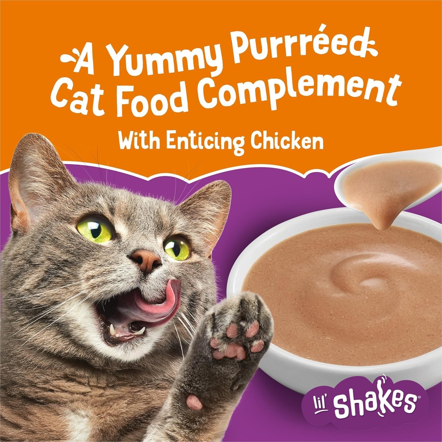 Lil’ Shakes Chicken Cat Treats – Pack of 16 Lickable Pouches for All Breeds