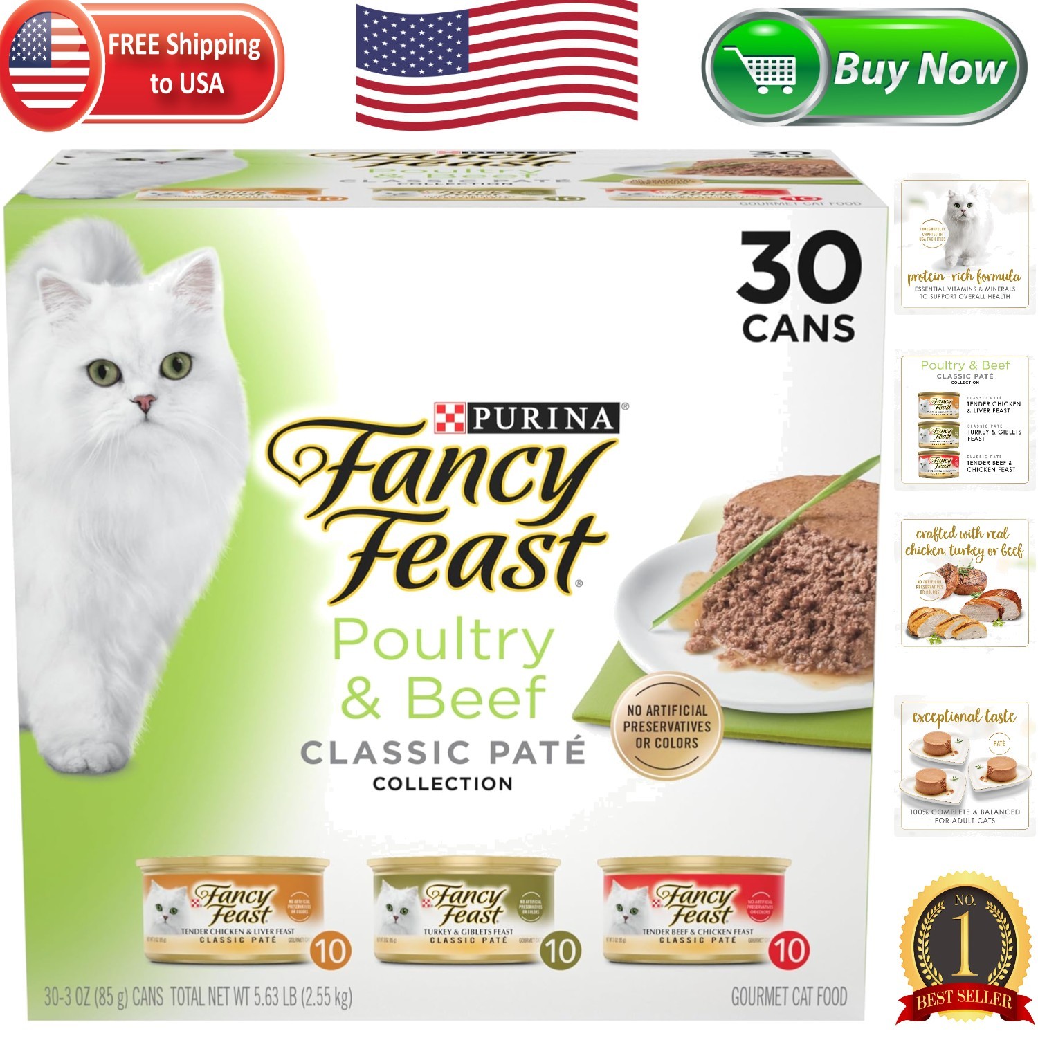 Purina Poultry & Beef Classic Pate Variety Pack – Grain Free 30 x 3oz Cans