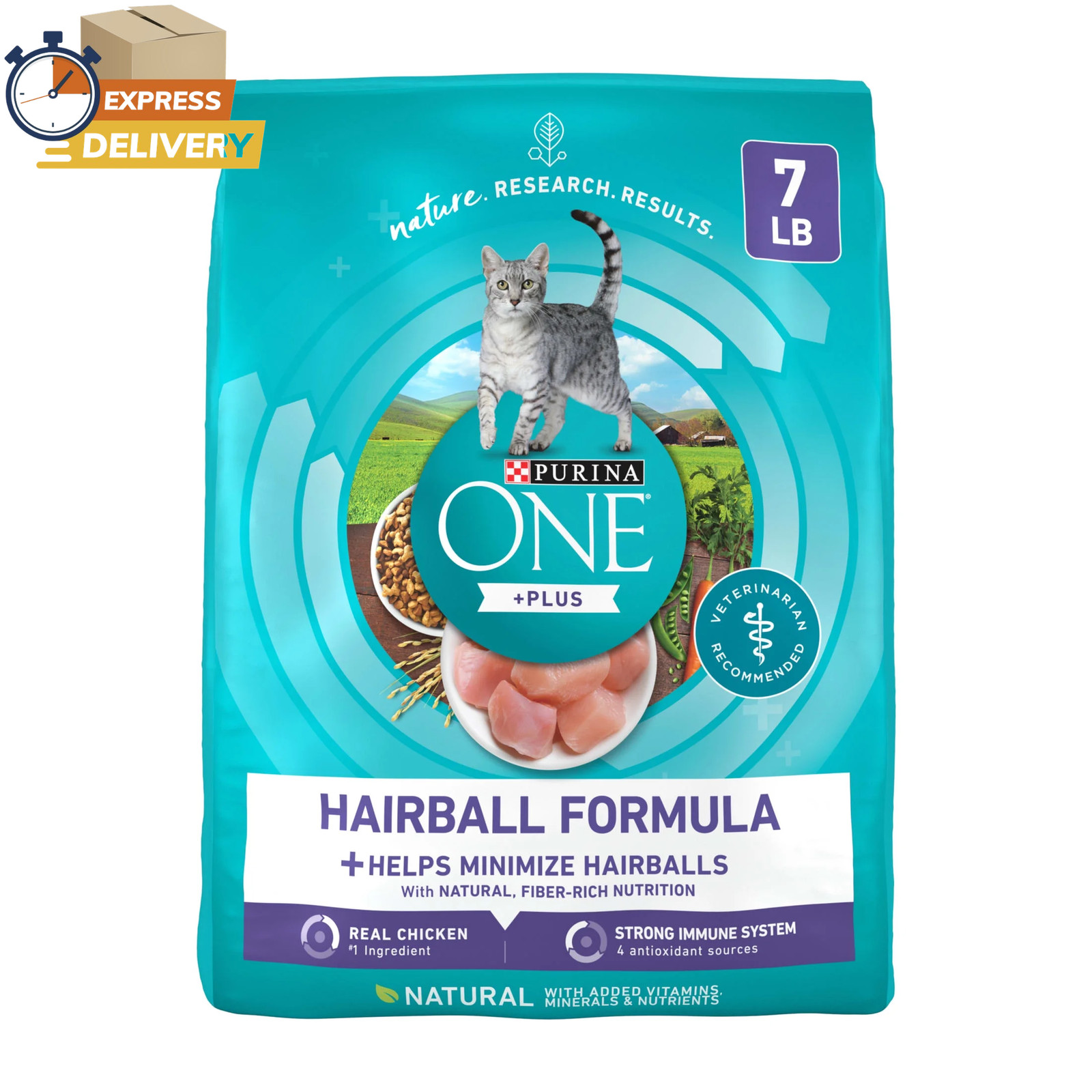 Plus, Hairball Formula Dry Cat Food, Chicken, 7 Lb Bag