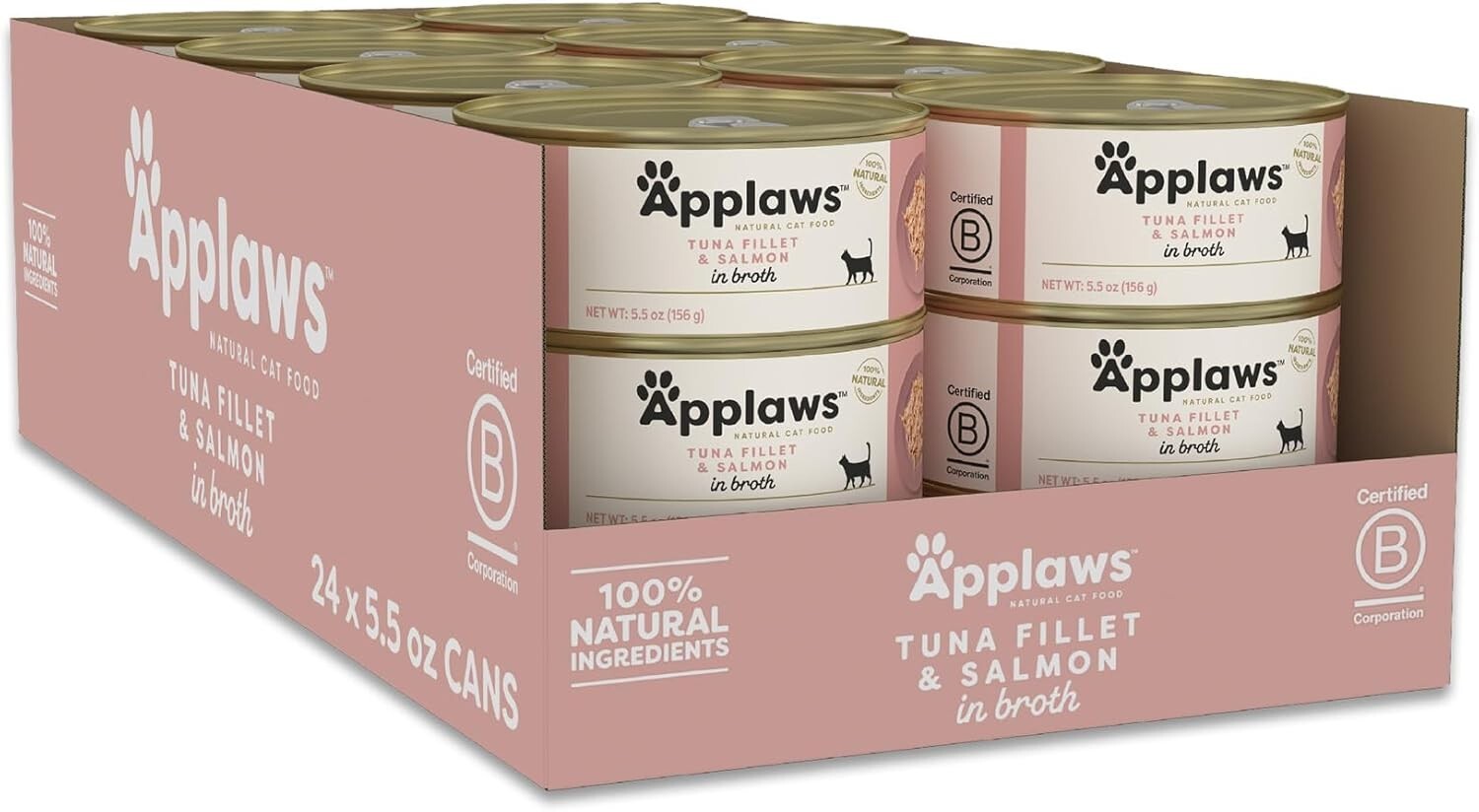 Delicious Tuna & Salmon Flake Wet Cat Food – 24 Cans in Nutrient-Dense Broth
