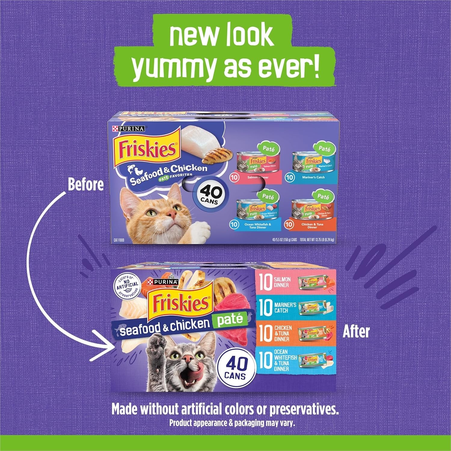 All Life Stages Purina Pate Wet Cat Food – Seafood & Chicken Variety Pack 40ct