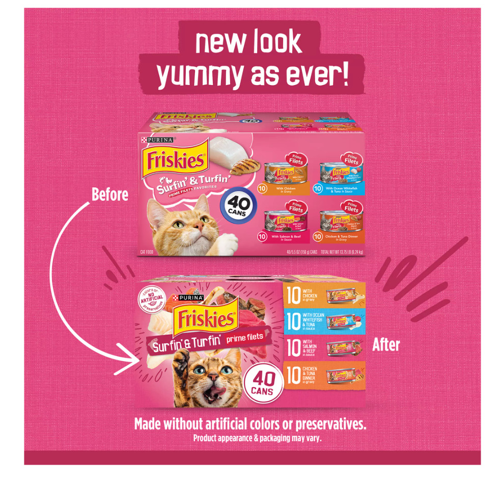 Friskies Surfin & Turfin’ Prime Filets Wet Cat Food Variety Pack 5.5oz 40 ct