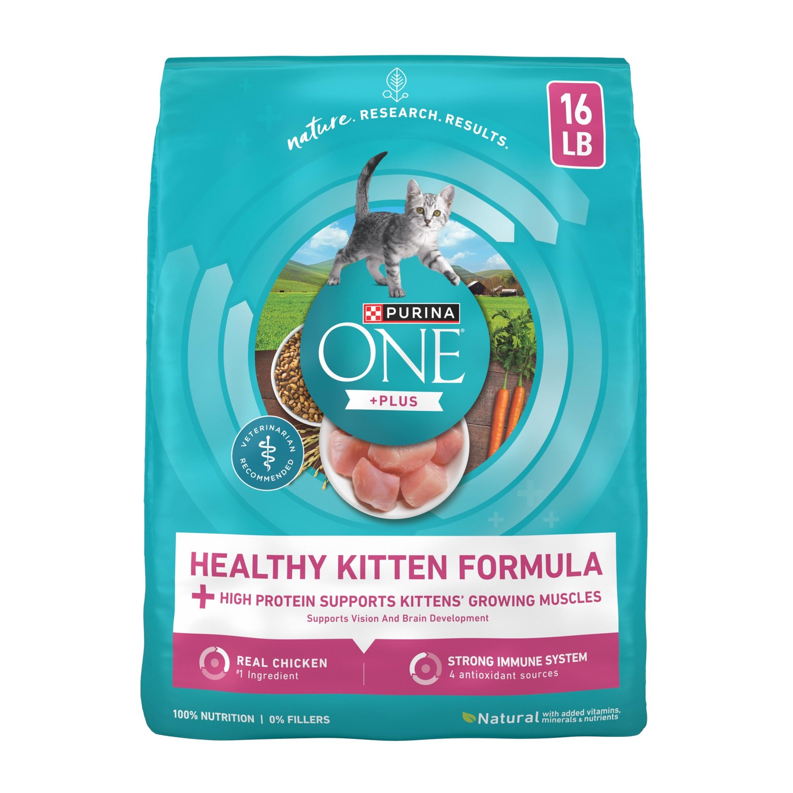 Purina ONE High Protein, Natural Dry Kitten Food, 16 Pound (Pack of 1), Other