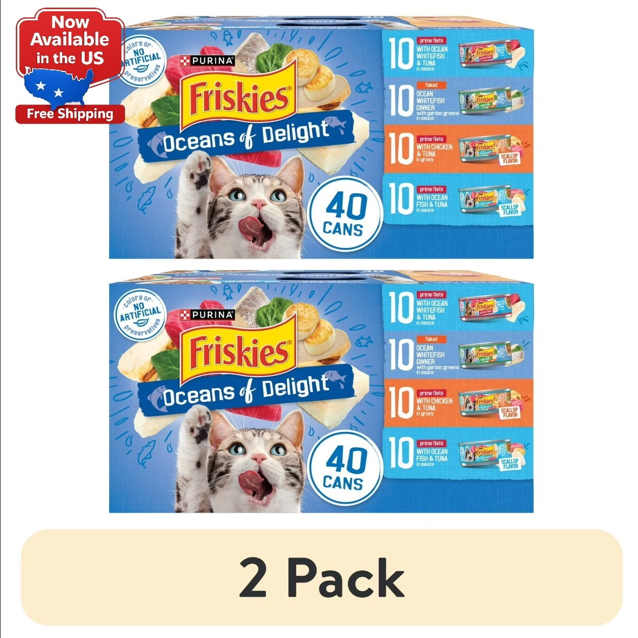 Purina Friskies Ocean Of Delight Gravy Variety Pack, Wet Cat Food, 80 can 5.5 oz