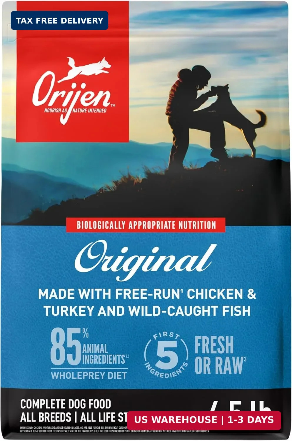 ORIJEN Grain Free WHOLEPREY Dry Dog Food Original Recipe 4.5lb. Bag | WHOLEPREY