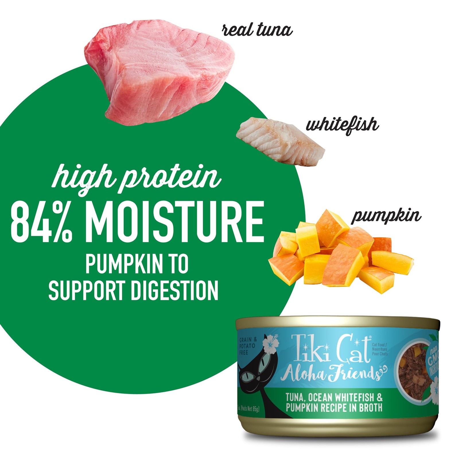 Tiki Cat Aloha Friends Tuna Ocean Whitefish Pumpkin Grain-Free Wet Cat Food