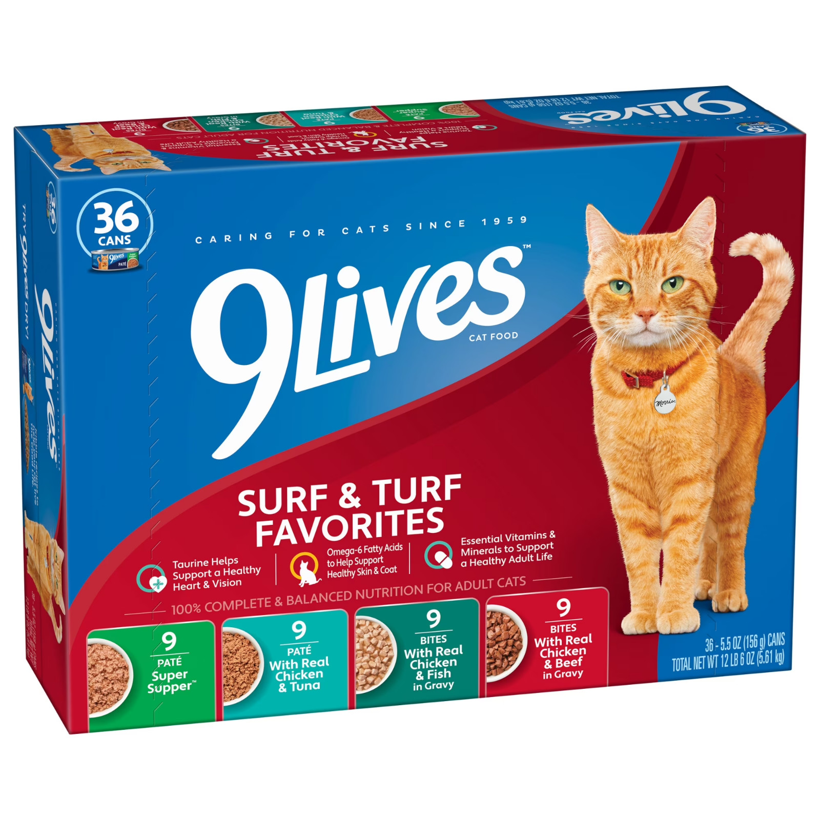 NEW 2 pack 9Lives Surf & Turf Favorites Wet Cat Food Variety pack, 5.5 oz. cans