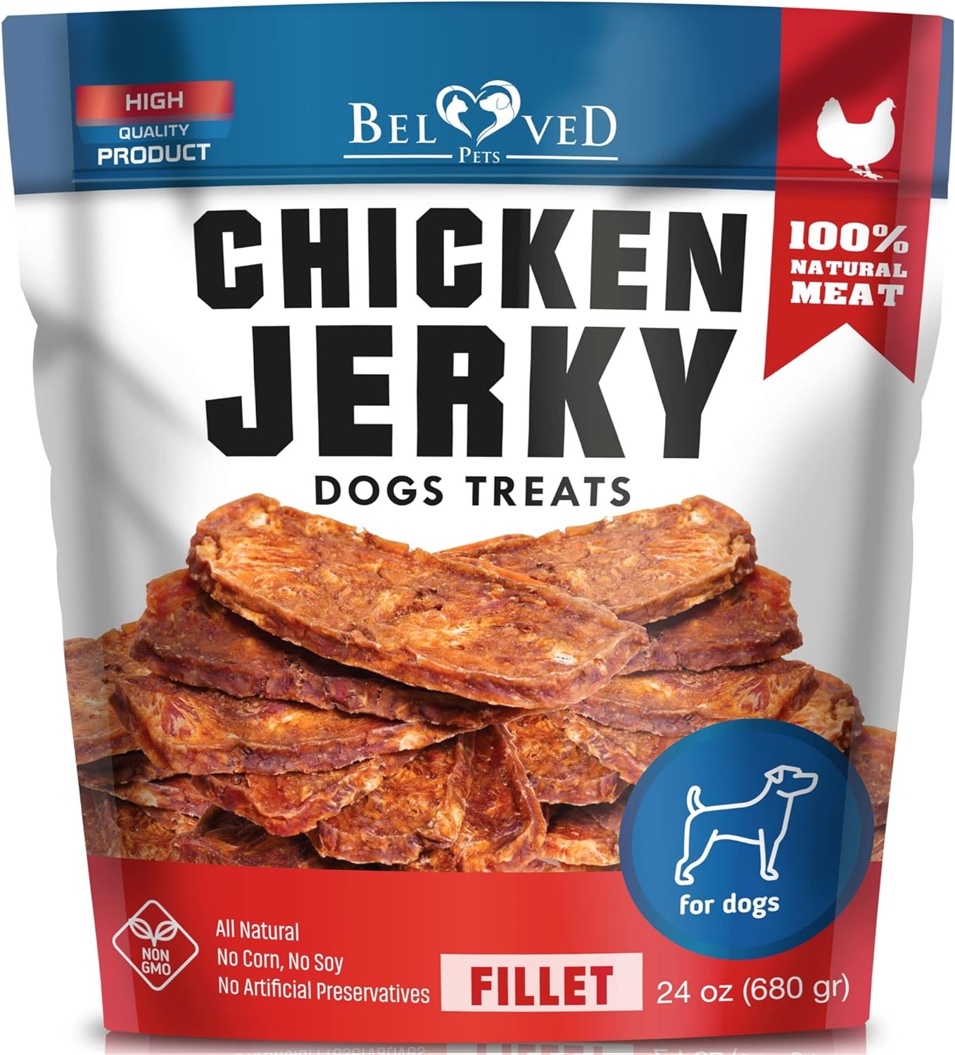 Dog Treats Chicken Jerky 1.5 lb – Dog Food & High Protein Chews for Large, Mediu