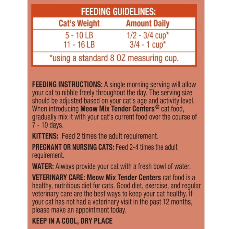 2 pack Meow Mix Tender Centers, Basted Bites Beef & Salmon, Dry Cat Food, 14.2lb