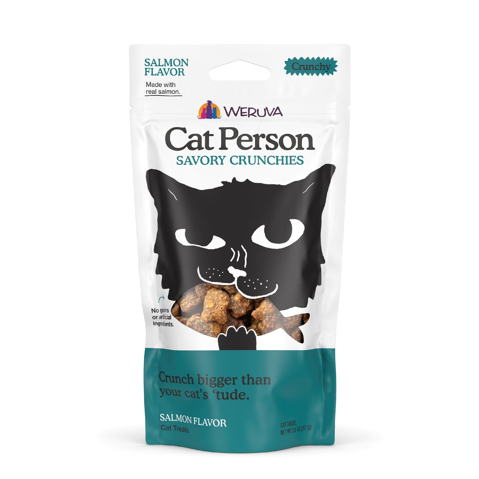 Cat Person, Salmon Savory Crunchies Treats, 2oz Bag 2 Ounce (Pack of 1)