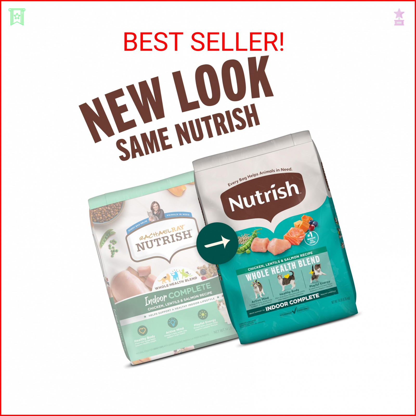 Nutrish Indoor Complete Dry Cat Food, Chicken, Lentils & Salmon Recipe (Rachael