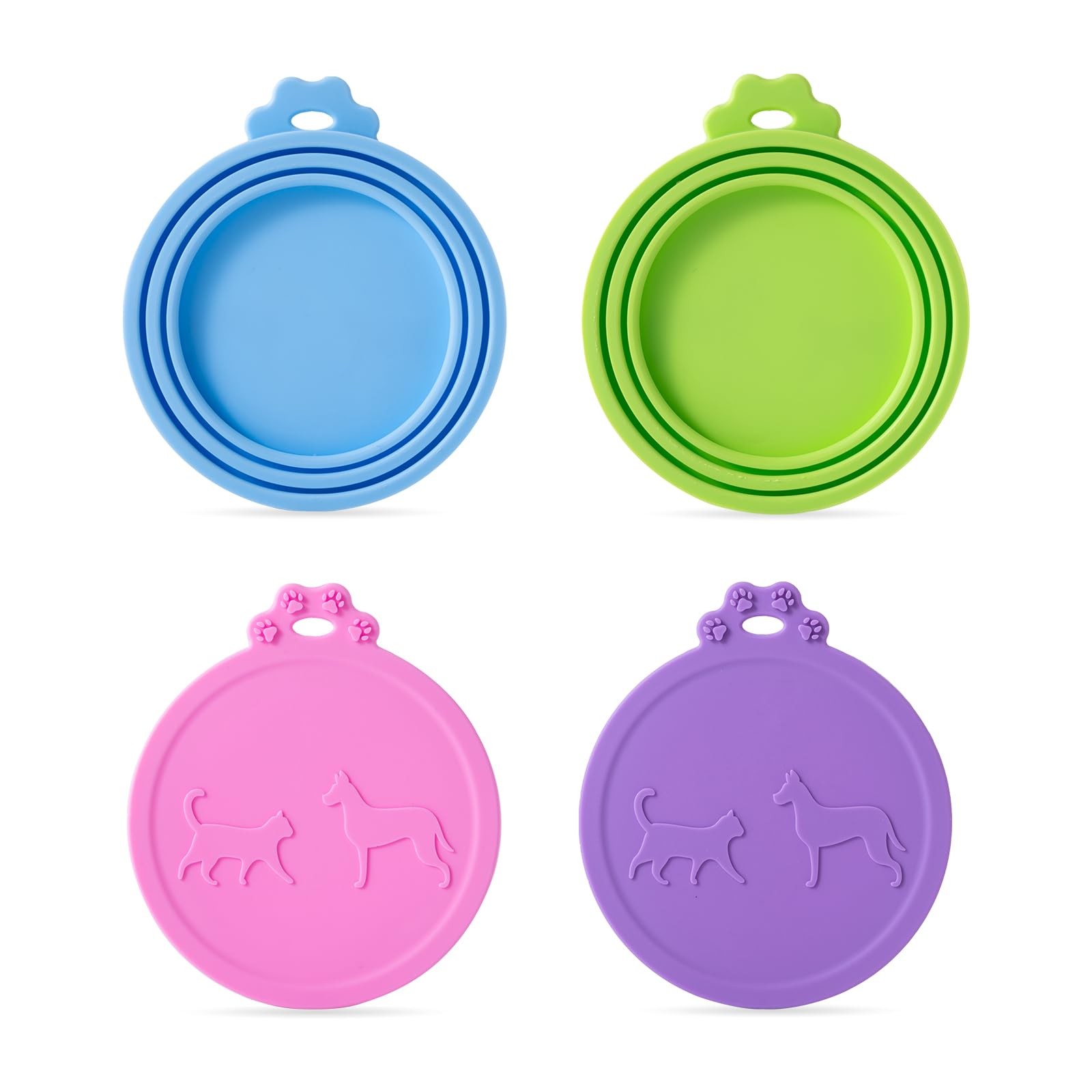 SLSON 4 Pack Pet Food Can Covers Universal Cat Dog Lids 1 Fits 3…