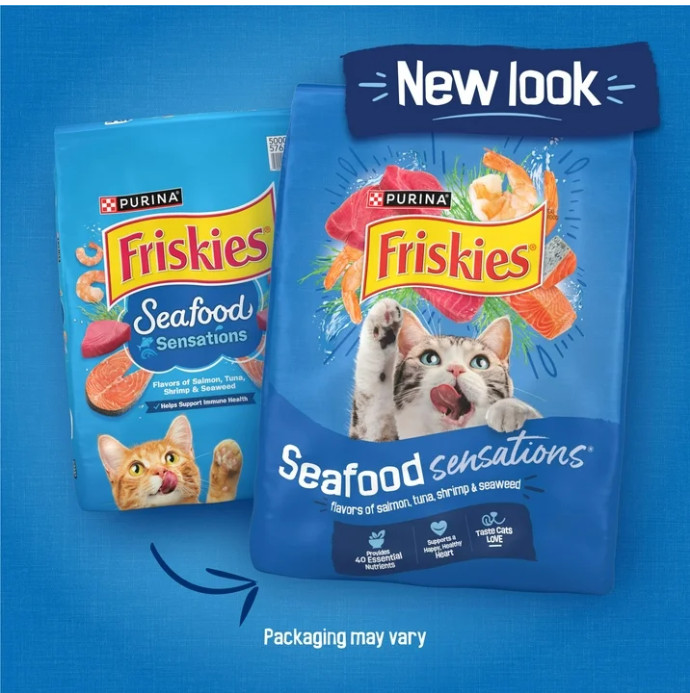 (3 pack) Purina Friskies Dry Cat Food Seafood Sensations With Salmon, Tuna 30 lb