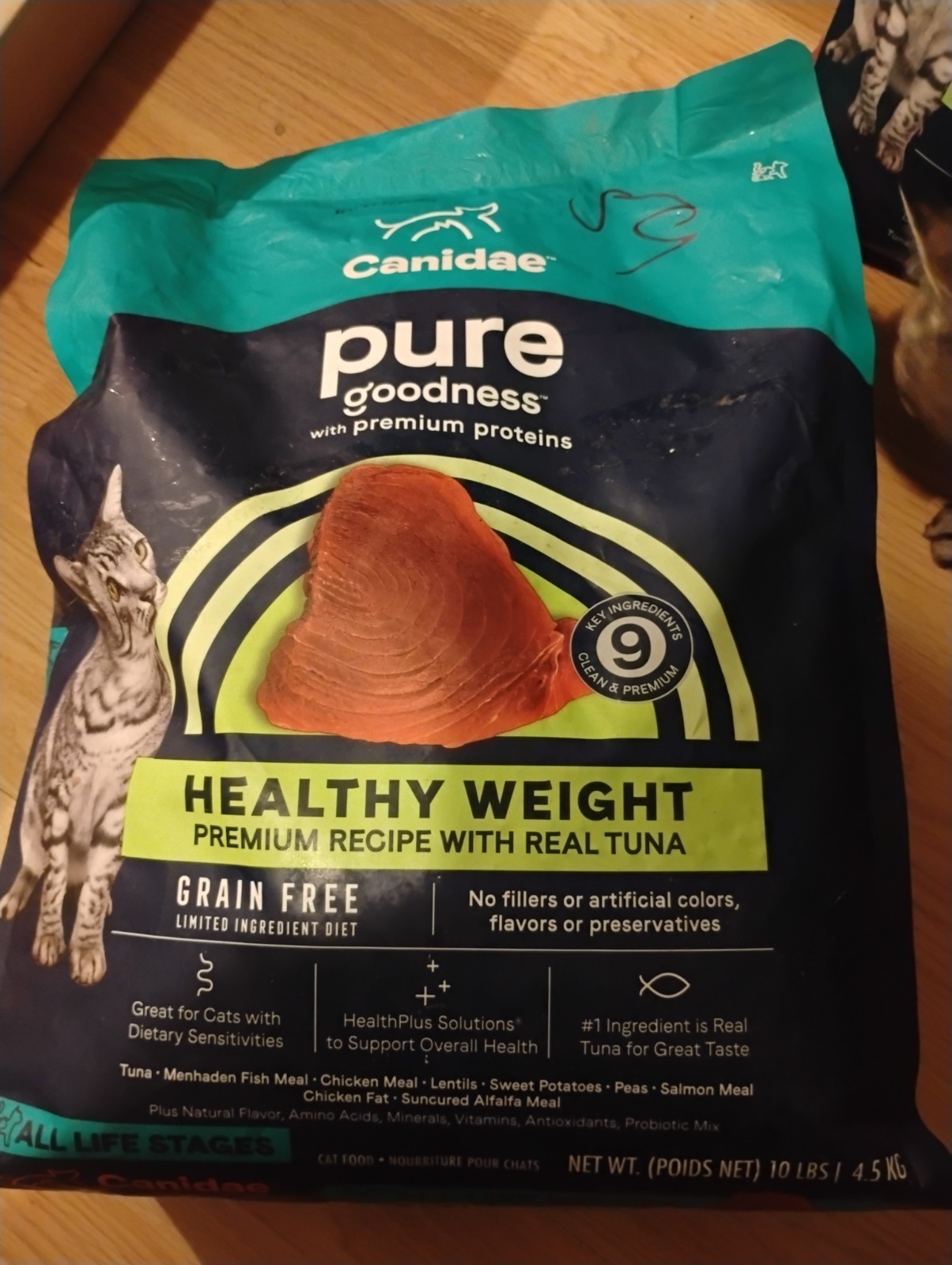 Canidae Pure Goodness Healthy Weight Dry Cat Food Grain Free Tuna 10 Lb Bag New
