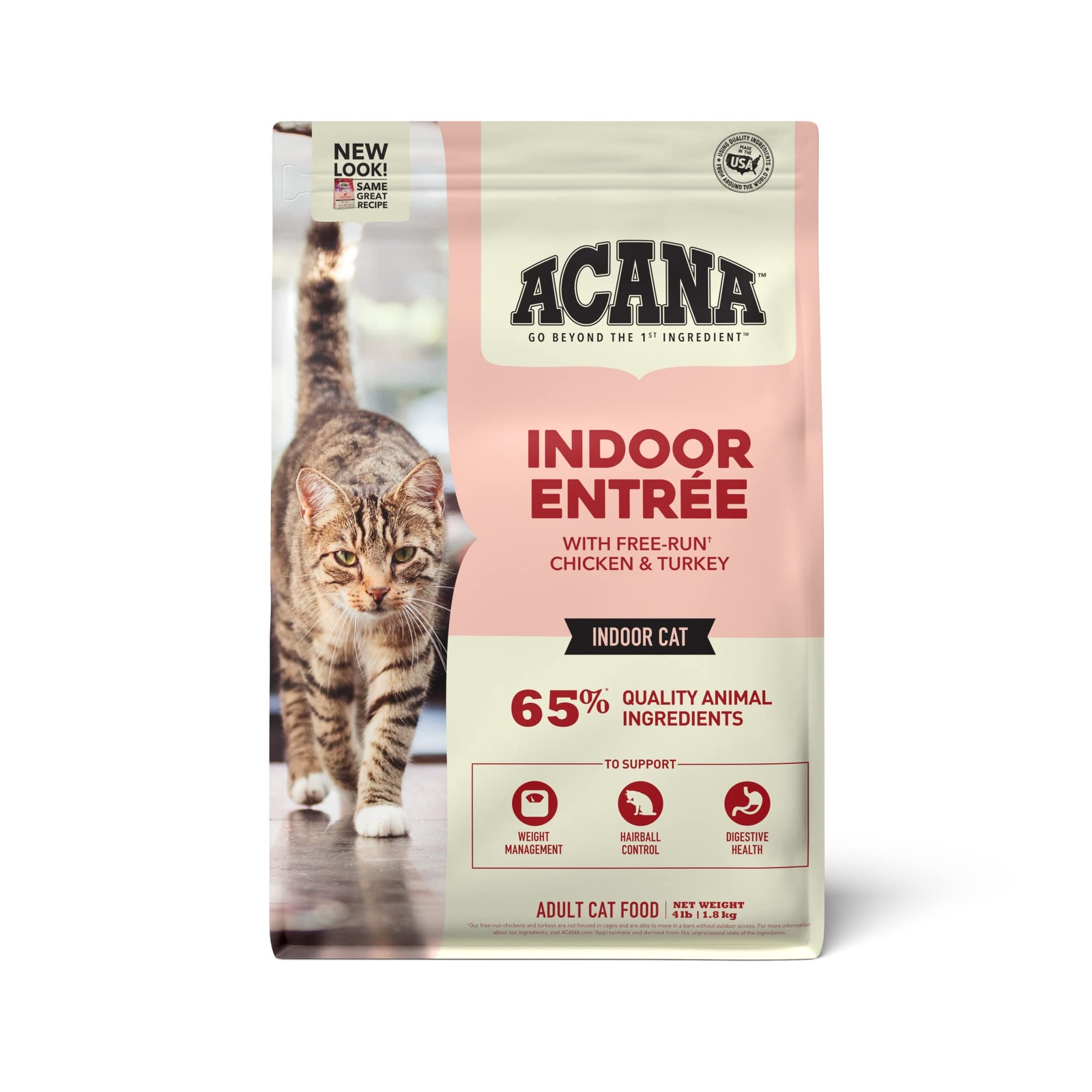 ACANA Indoor Entree Free Run Chicken Turkey Dry Cat Food 4 lb Bag