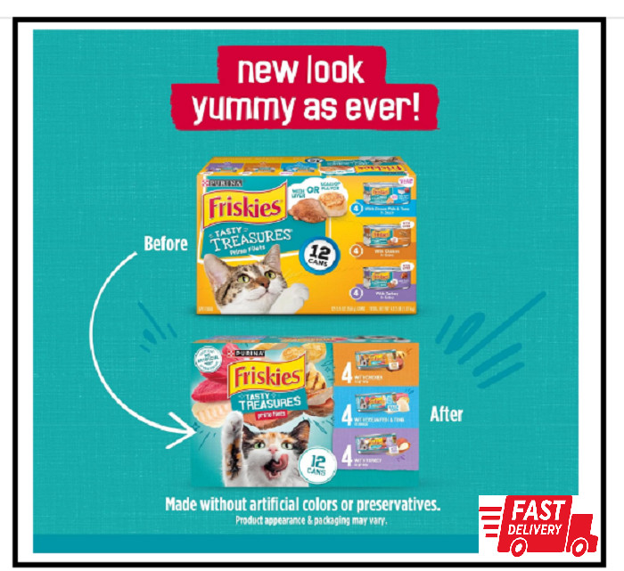 Purina Friskies Wet Cat Food Variety Pack, Tasty Treasures Prime Filets (With…
