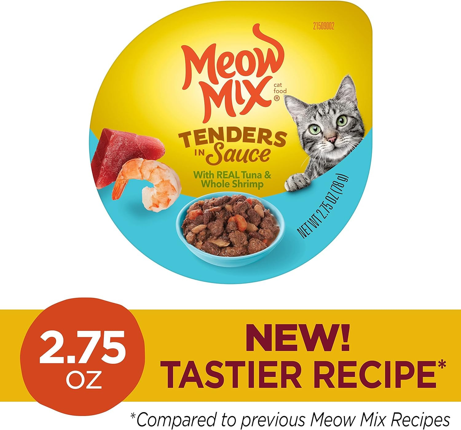 Meow Mix Tenders in Sauce Wet Cat Food, Tuna & Shrimp, 2.75 Ounce Cup (Pack of 1