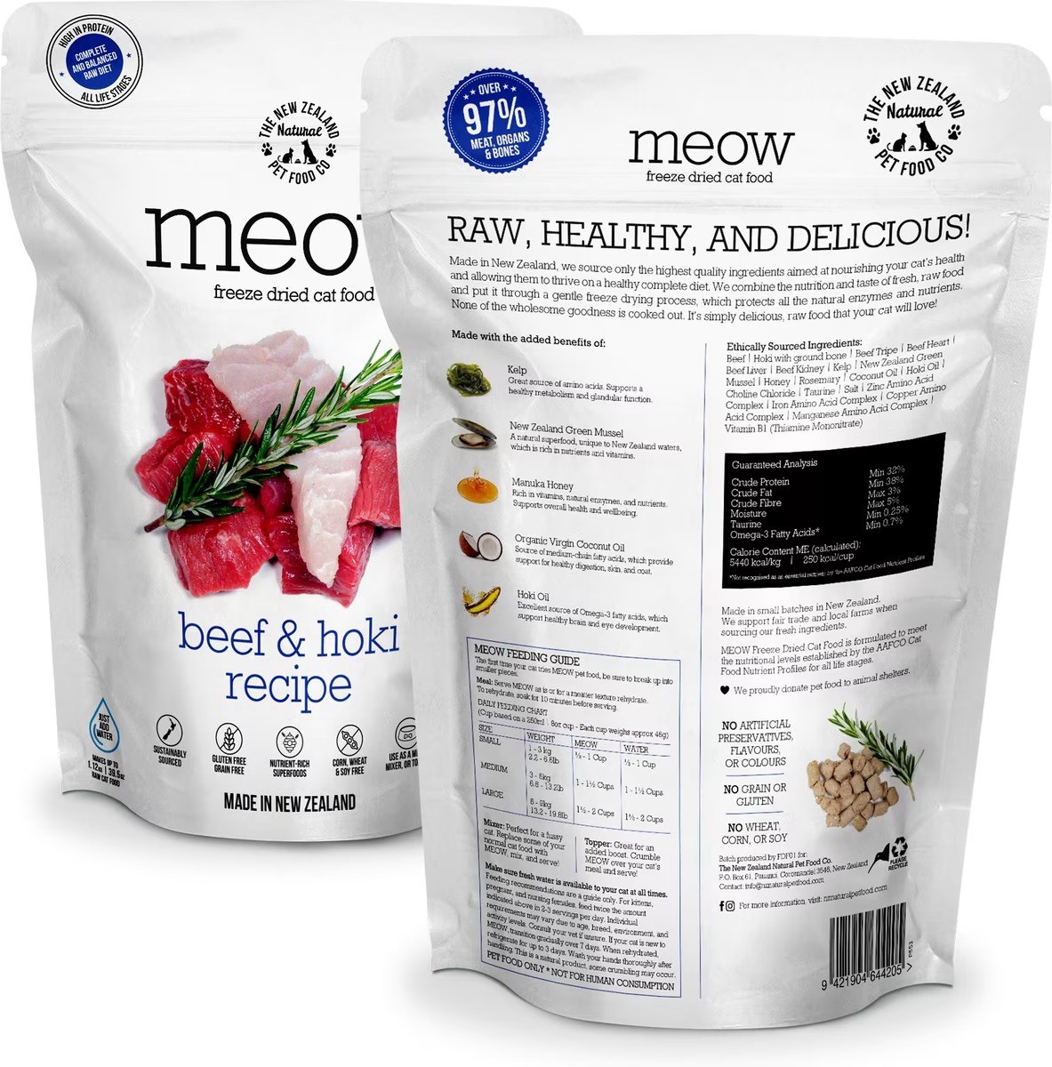 The New Zealand Pet Food Company MEOW Beef & Hoki Recipe Cat Food 9.9oz Bag