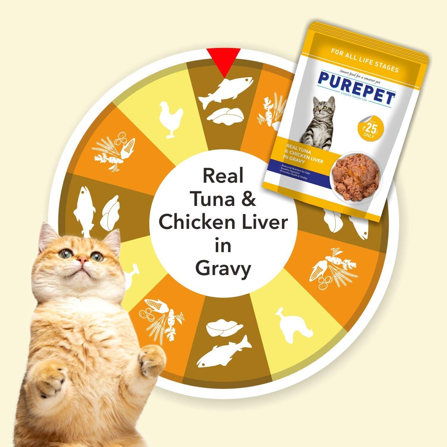 Purepet Wet Cat Food For All Life Stages, Real Tuna and Chicken Liver in Gravy