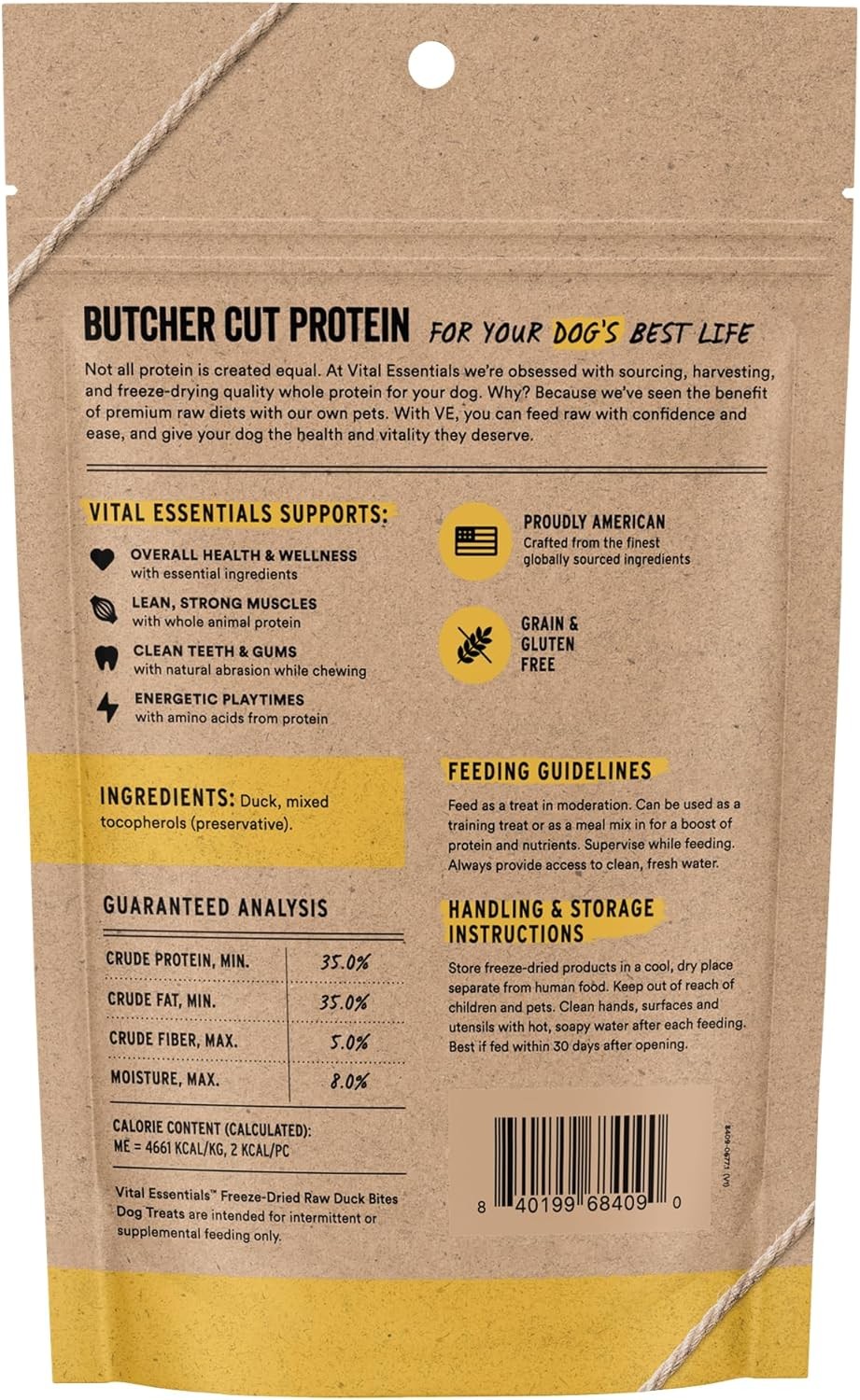 Vital Essentials Freeze Dried Dog Treats | Duck Bites, Single Protein | Premium