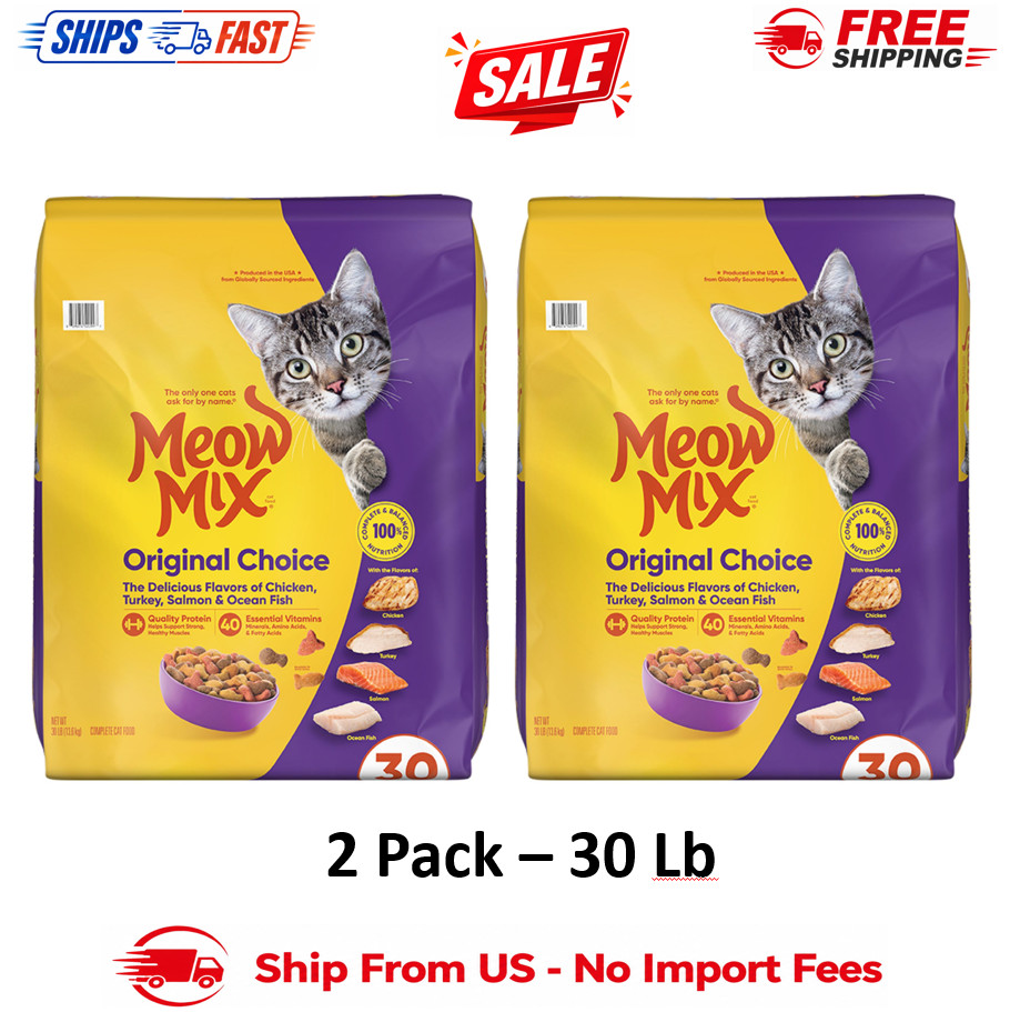 2 Pack Meow Mix Original Choice Dry Cat Food All Ages, Chicken, 30Lb
