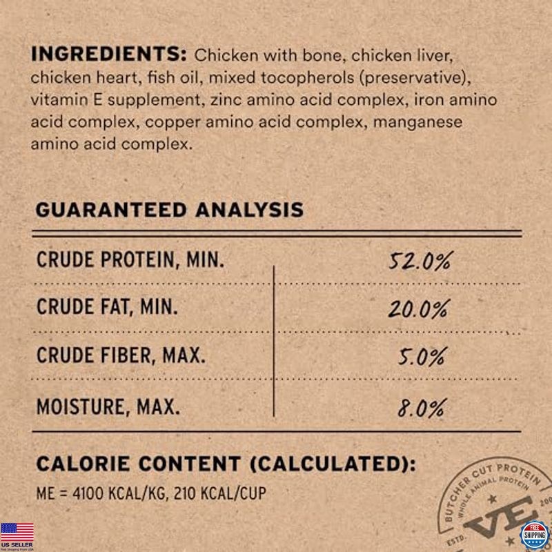 Freeze-Dried Raw Chicken Cat Food Mixer Crunchy Nibs, 8 oz, Grain-Free