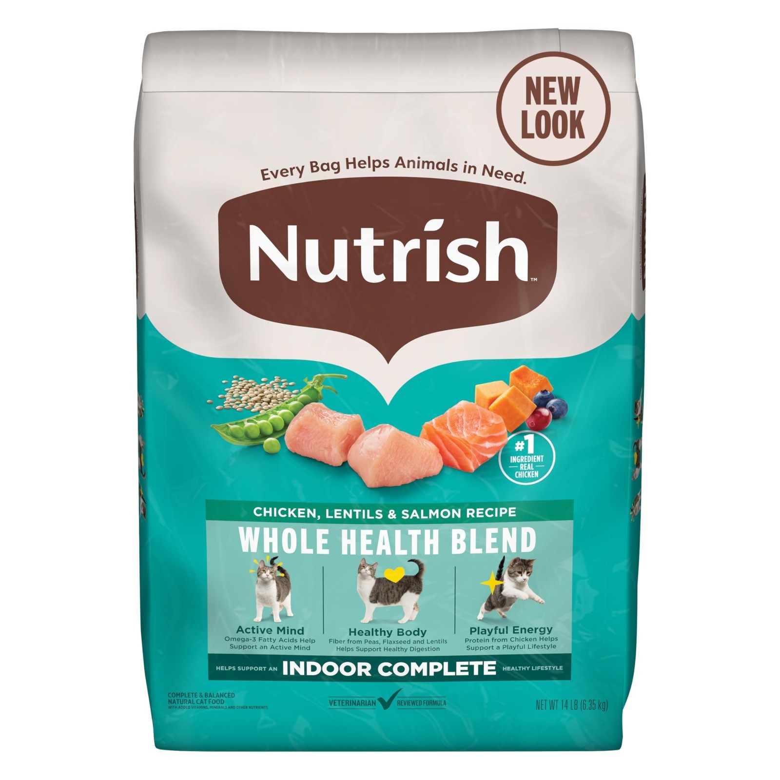 Indoor Complete Dry Cat Food – Chicken, Lentils & Salmon Recipe, 14 lb Bag