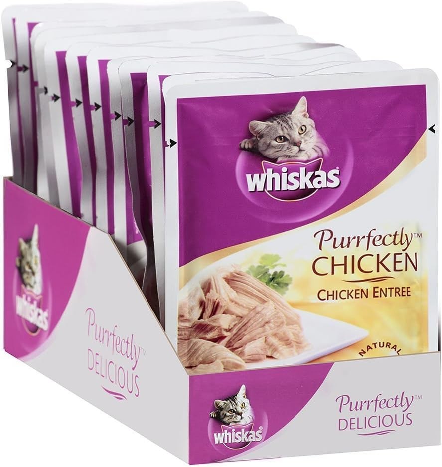WHISKAS PURRFECTLY Chicken Wet Cat Food Chicken Entree Flavor 3 Oz (Pack of 24)