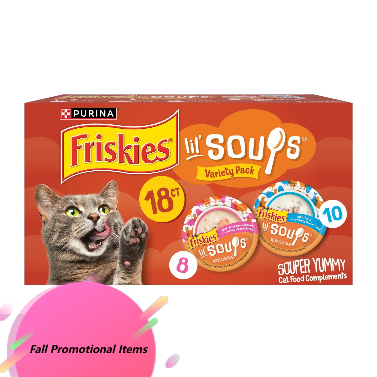 Lil’ Soups Salmon and Tuna for Cats Variety Pack, 1.2 oz Cups (18 Count)!