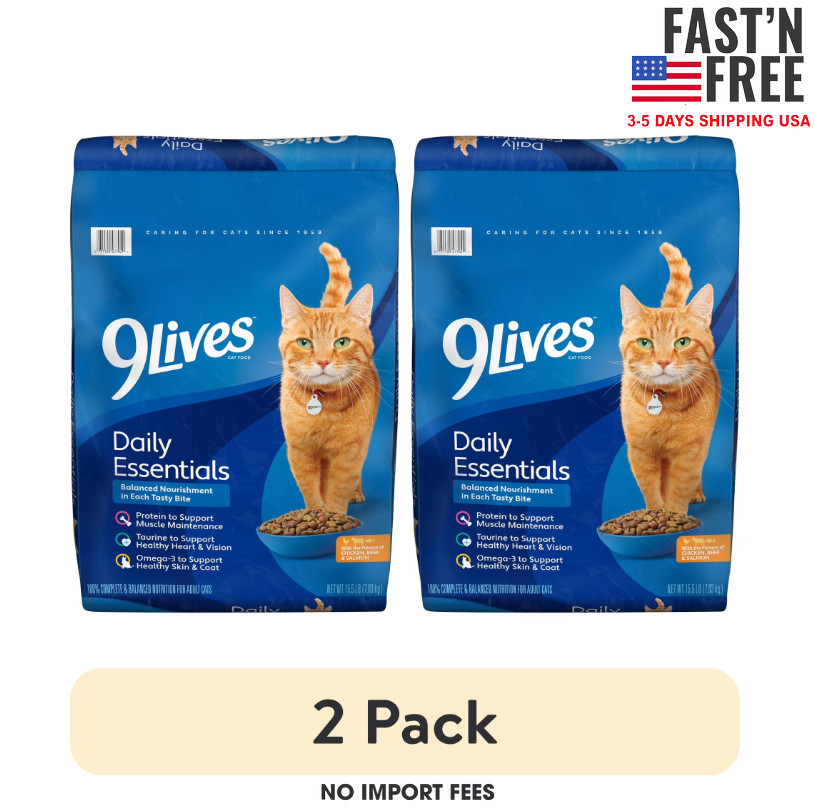 (2 pack) 9Lives Daily Essentials Dry Cat Food for Adult Cats, 15.5 lb