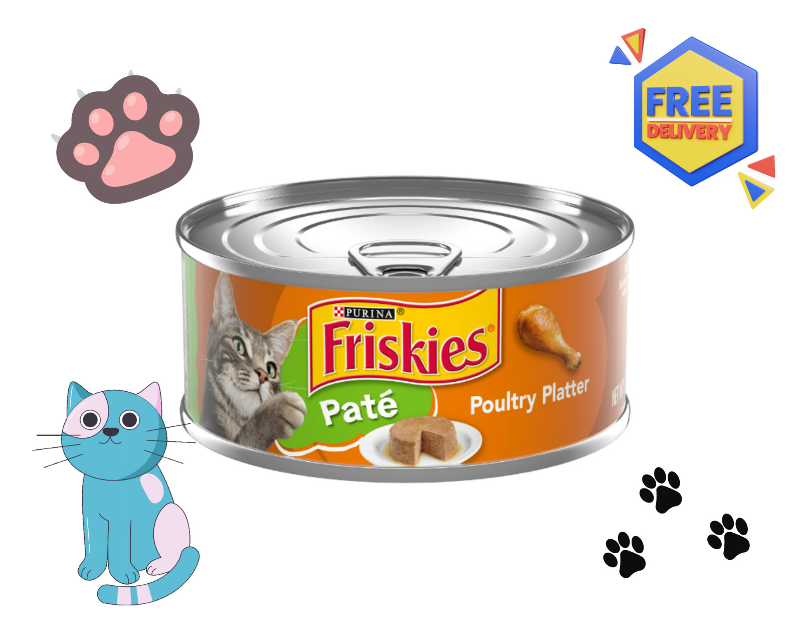 Hot, Free Shipping, Wet cat food in 5.5 oz cans, Pate.