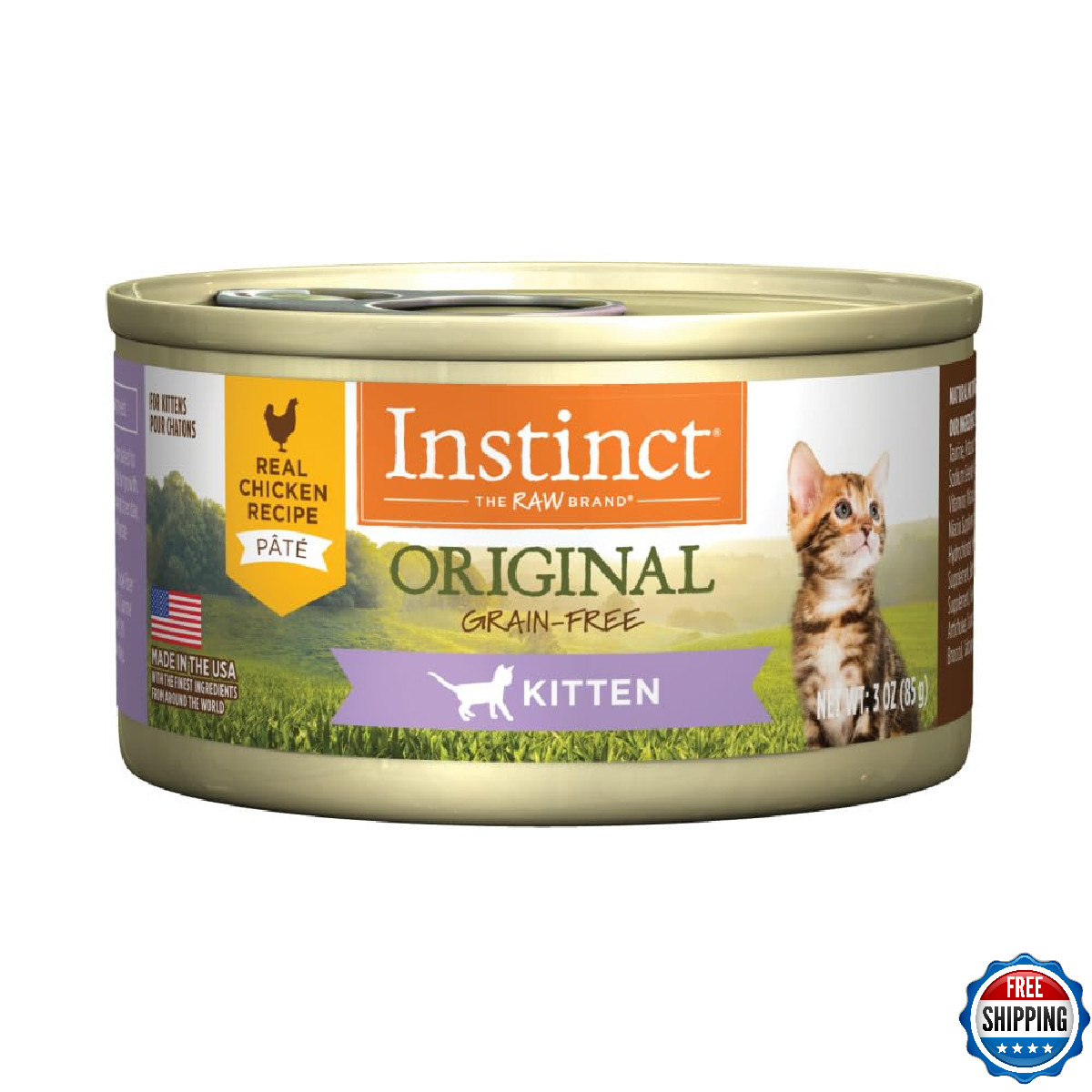 Instinct Original Kitten Wet Cat Food Pate Grain-Free Real Chicken 3oz Pack of 2