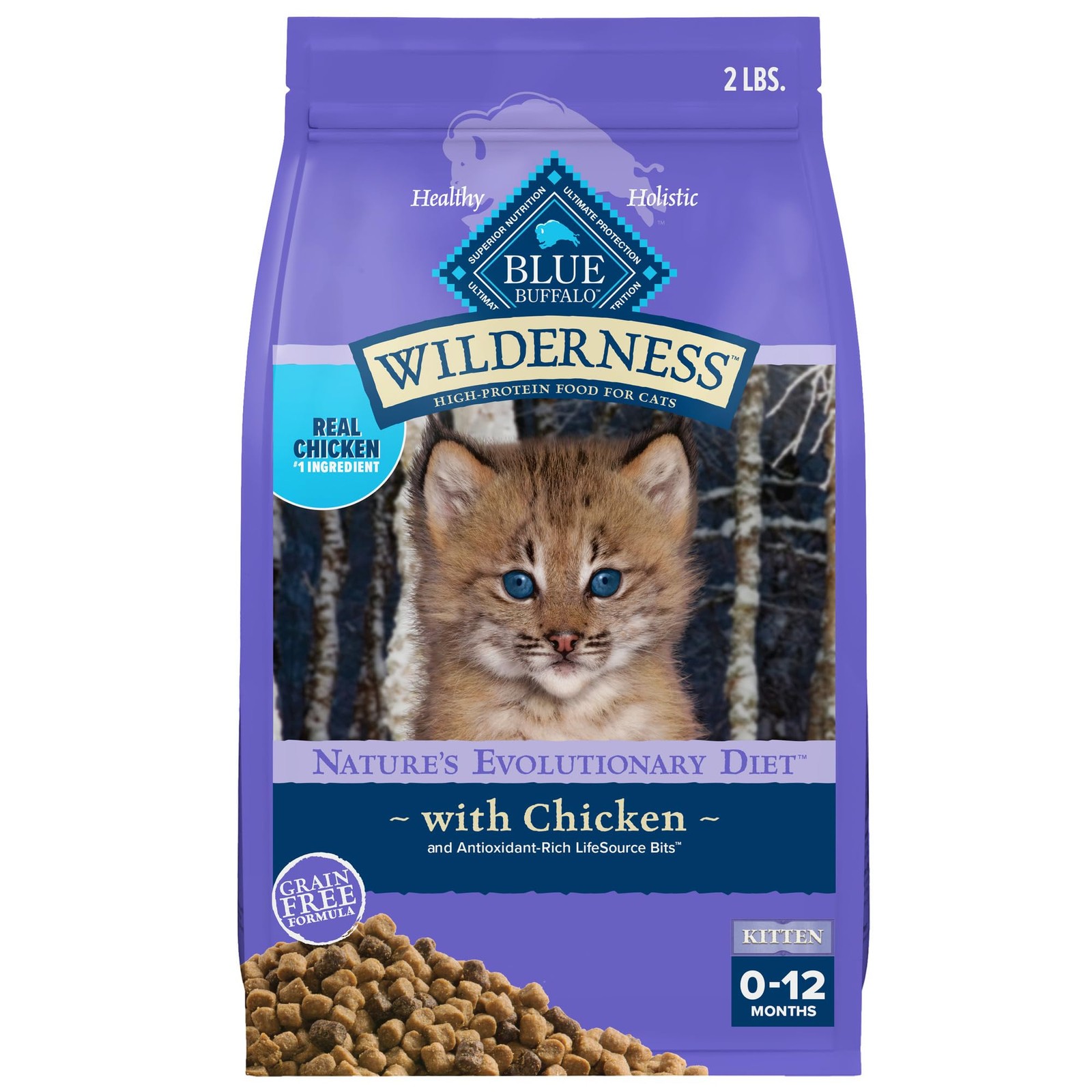 Blue Buffalo Wilderness Natural Kitten Dry Cat Food, with DHA and ARA to Supp…