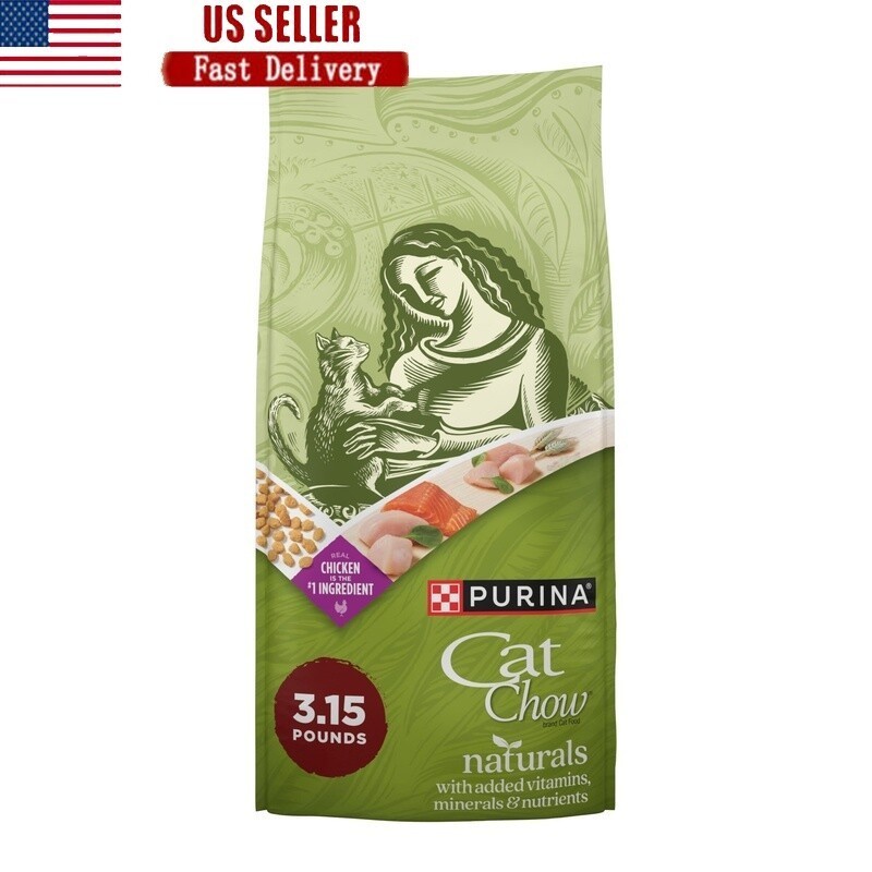 Natural Dry Cat Food Chicken Salmon All Breeds 3.15lb Kibble High Protein New