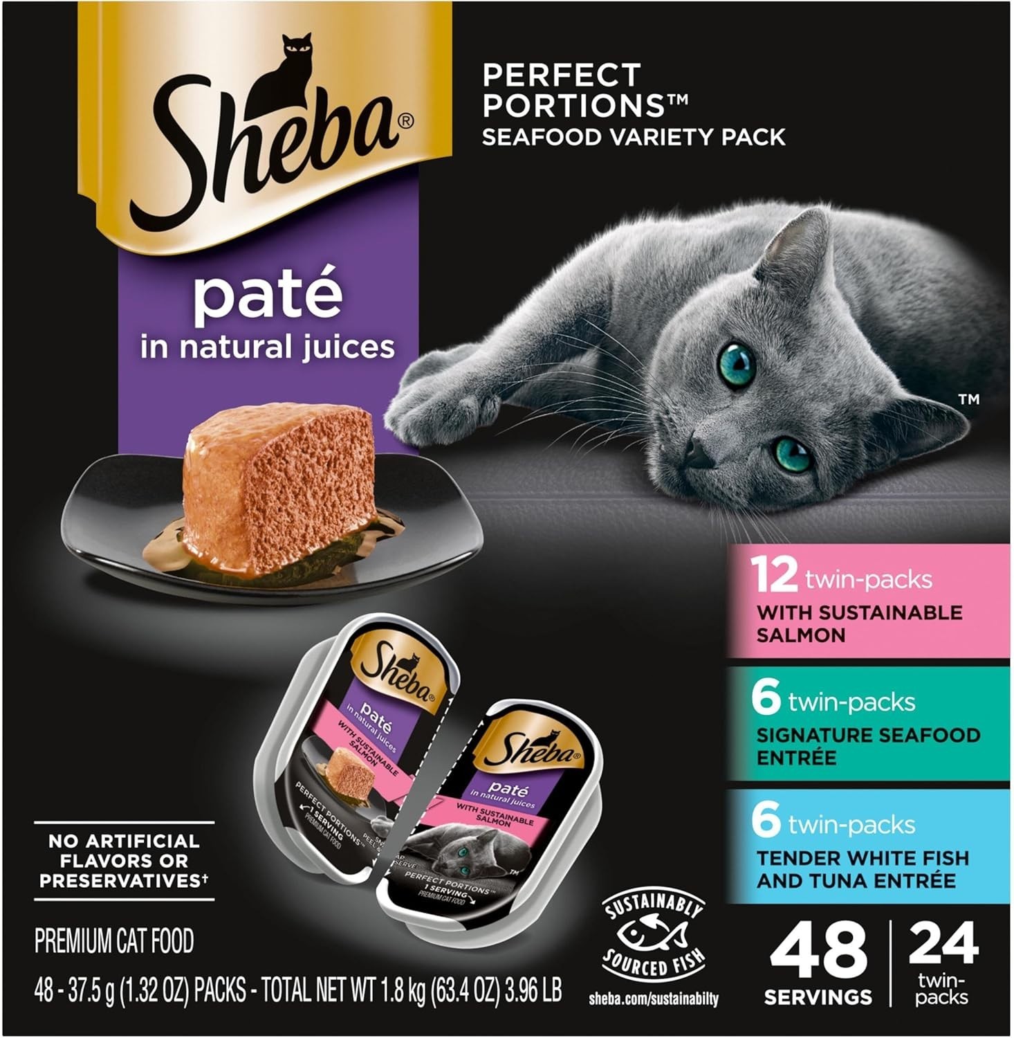 Sheba Perfect Portions Wet Cat Food Pate with Sustainable Salmon*