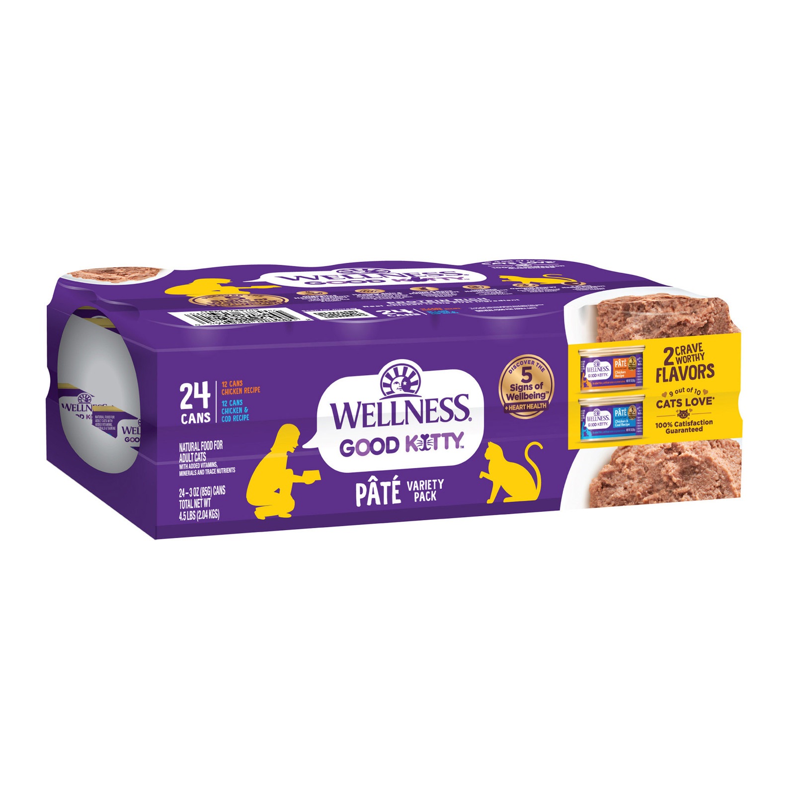 Wellness Good Kitty Wet Cat Food Pate Variety Pack, Real Chicken, 3 Oz, 24-Count
