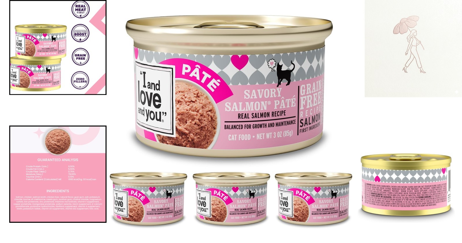 Salmon Recipe Cat Food Pâté – Pack of 4 Grain-Free Cans, 3oz Each