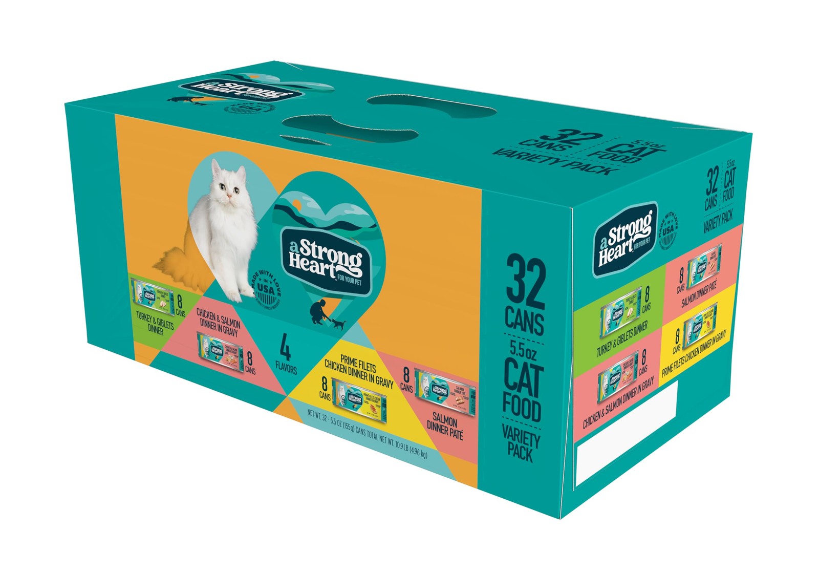 A Strong Heart Canned Wet Cat Food, Dinner Variety Pack – 5.5 oz Cans (Pack o…