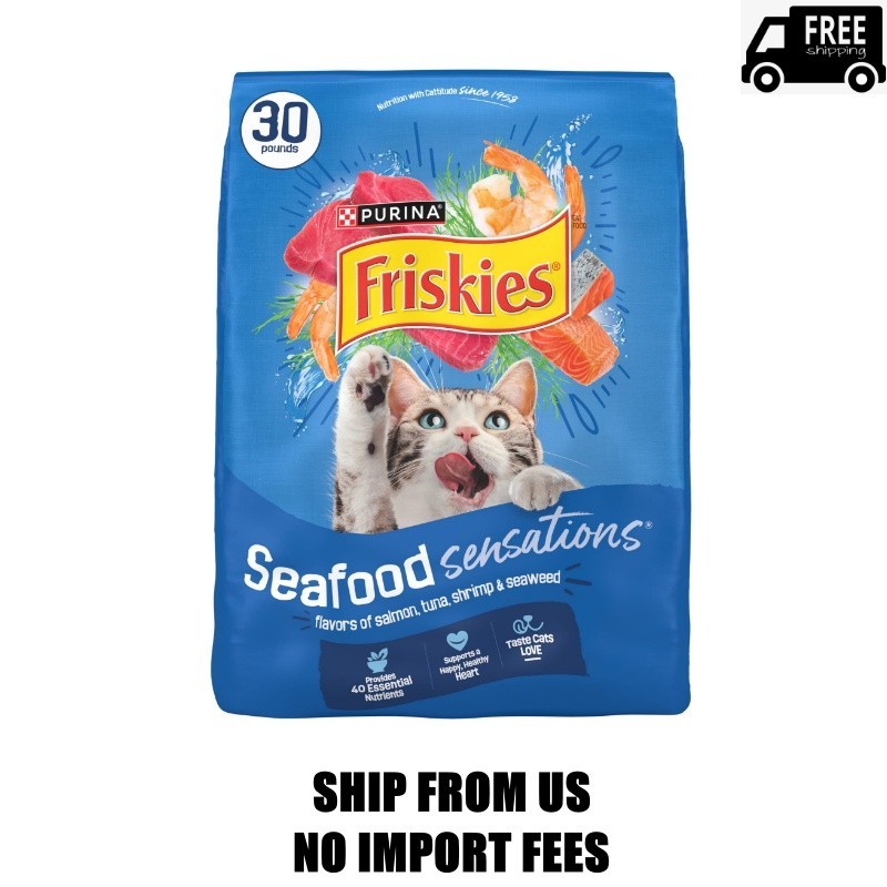Purina Friskies Dry Cat Food Seafood Sensations With Salmon, Tuna, and Shrimp Fl