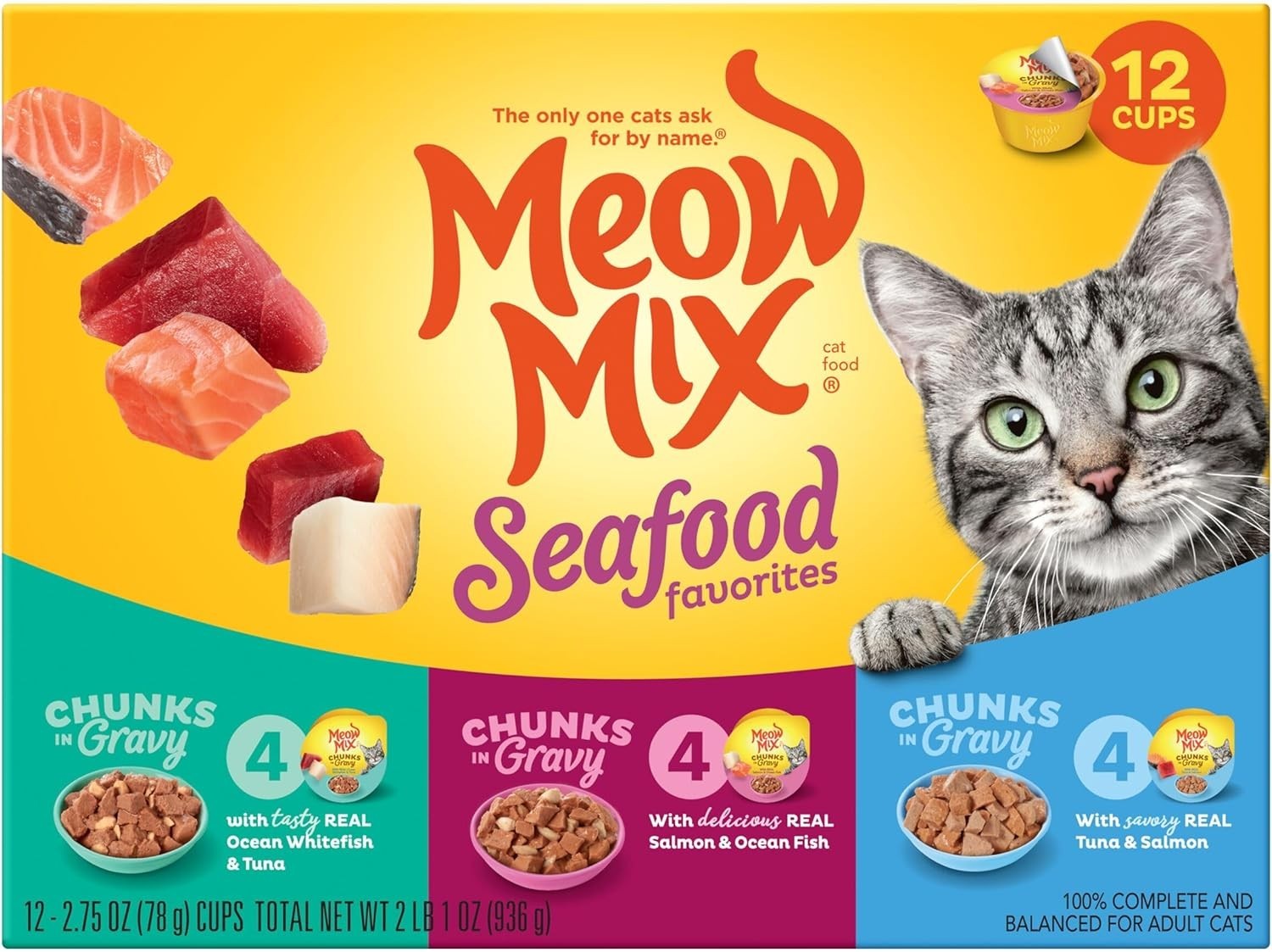 Delicious Seafood Morsels for Cats – 12 x 2.75 oz Balanced Nutrition Cups