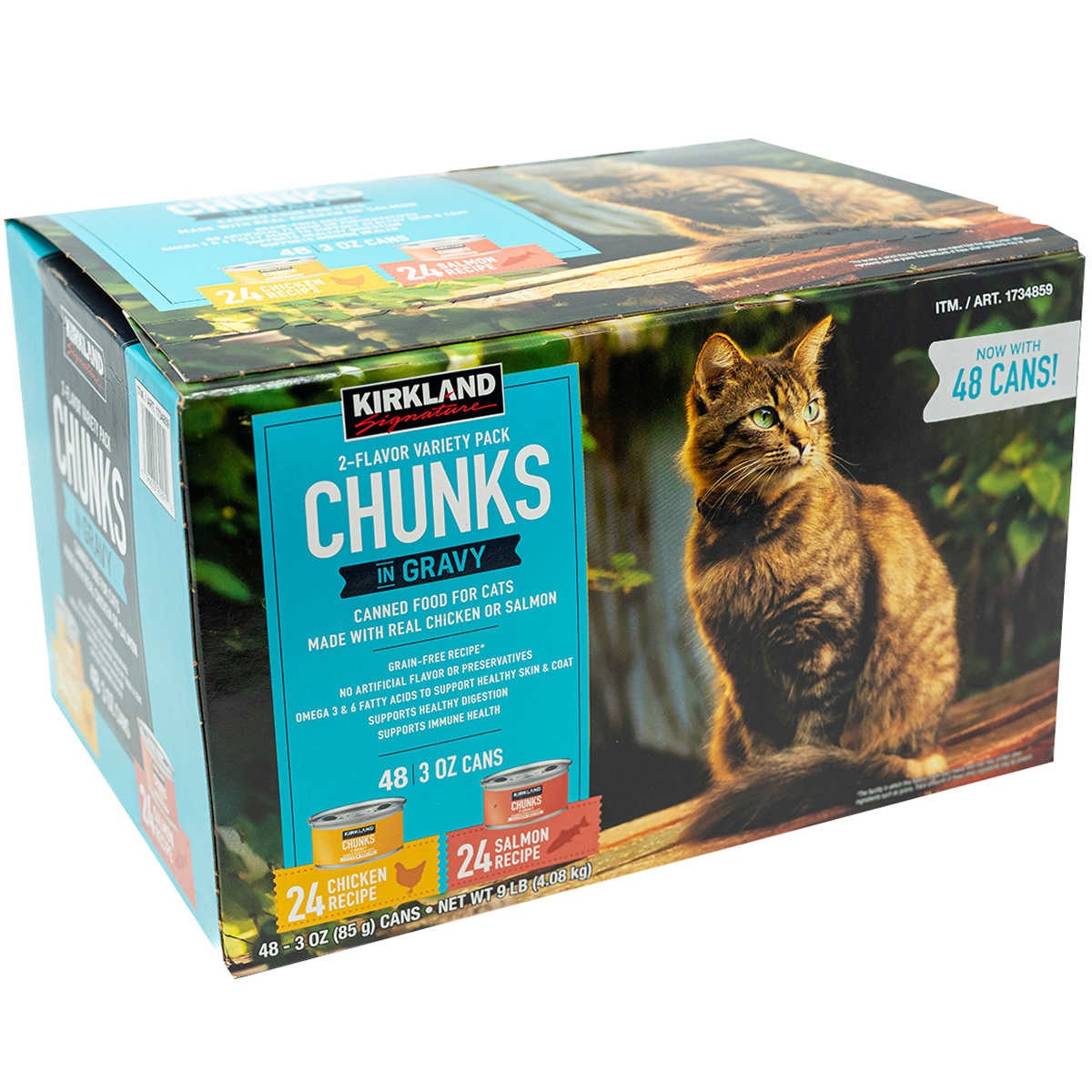 Kirkland Signature Canned Cat Food, Chunks in Gravy, Variety Pack, 3 Oz (48 Ct)