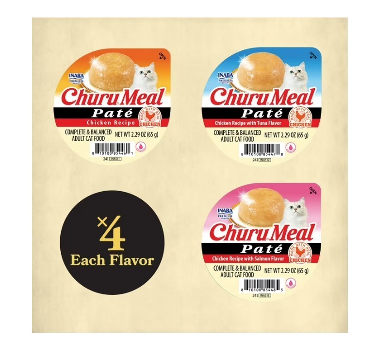 (4 Pack) INABA Churu Chowder Cat Food 2.29oz 12ct Chicken Adult Wet Meal